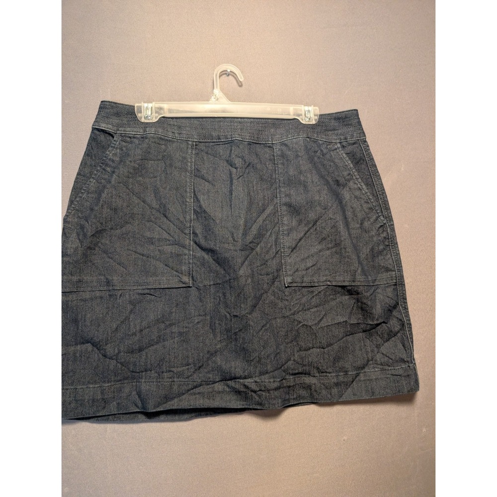 LOFT Mini Skirt Womens 12 Blue Dark Wash Gold Zip Summer Utility Everyday Wear